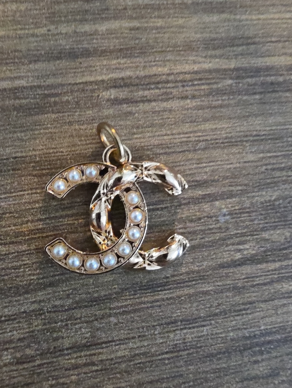 Chanel Gold-Tone Pendant with Pearl Accents